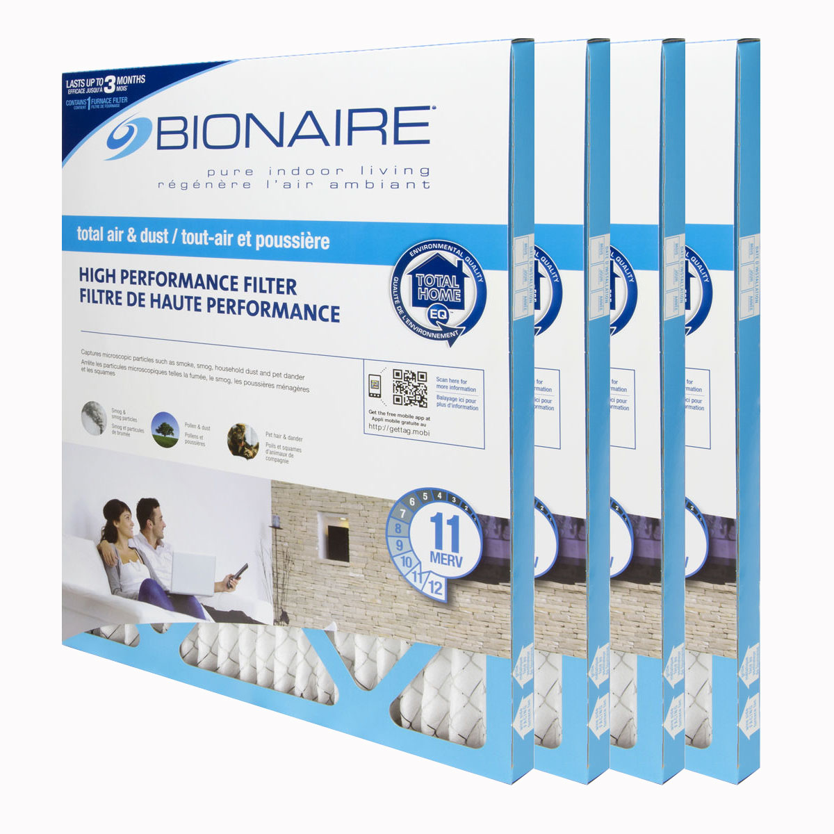 Bionaire® Total Air MERV 11 Furnace Filter - 20x20 - 4 Pack Bionaire® Total Air MERV 11 Furnace Filter - 20x20 - 4 Pack