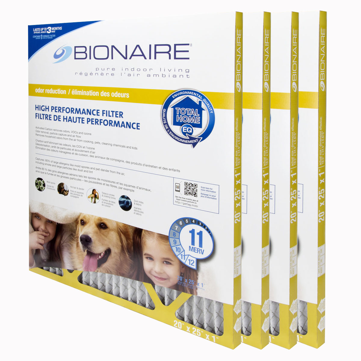 Bionaire® Odour Reduction MERV 11 Furnace Filter - 20x25 - 4 Pack Bionaire® Odour Reduction MERV 11 Furnace Filter - 20x25 - 4 Pack