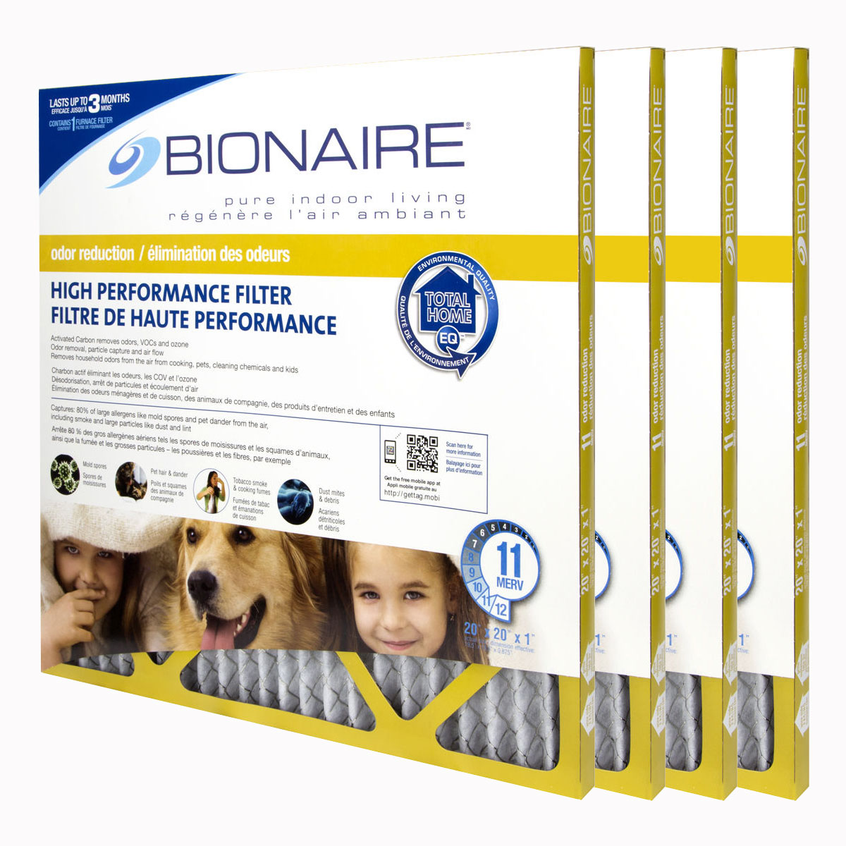 Bionaire® Odour Reduction MERV 11 Furnace Filter - 20x20 - 4 Pack Bionaire® Odour Reduction MERV 11 Furnace Filter - 20x20 - 4 Pack