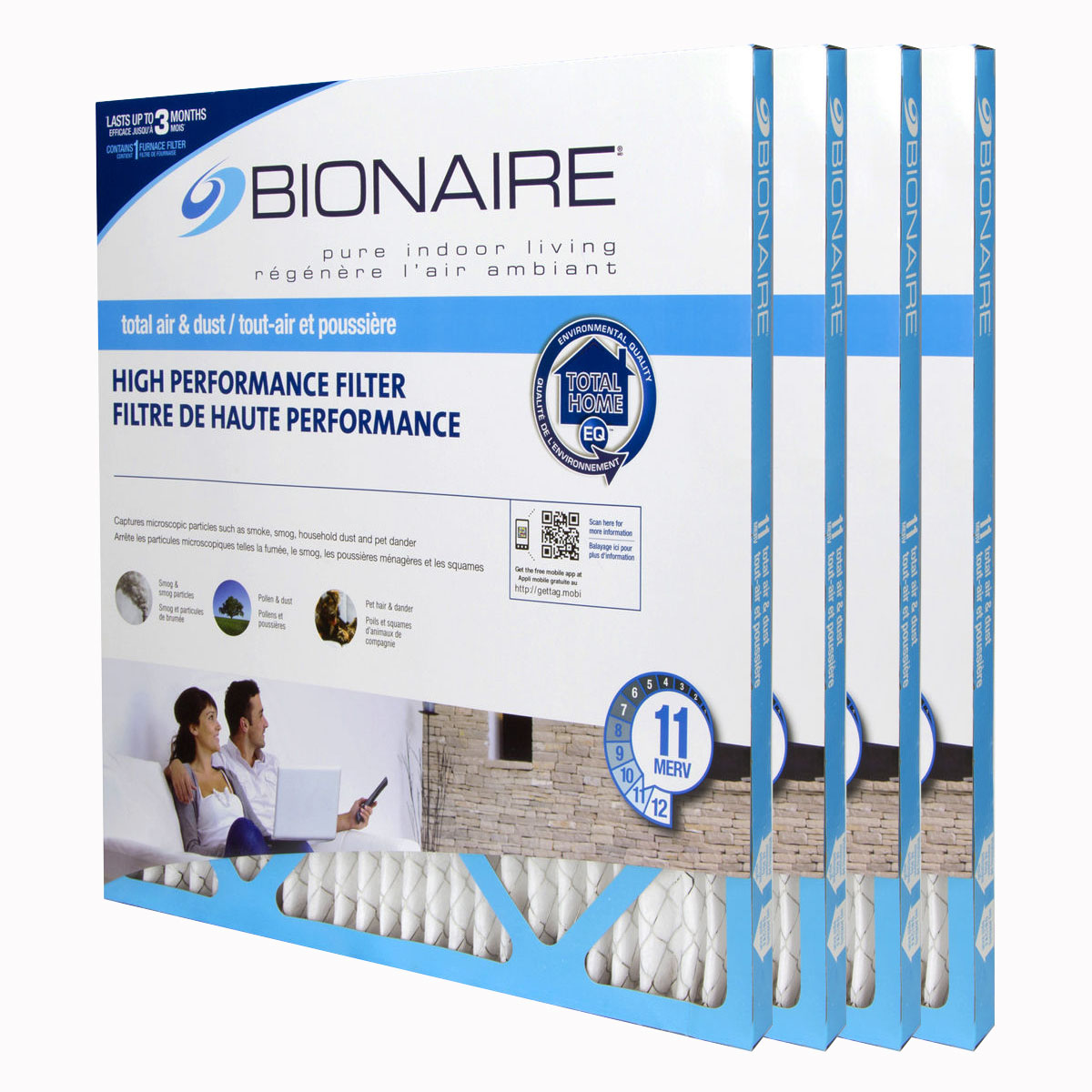 Bionaire® Total Air MERV 11 Furnace Filter - 16x20 - 4 Pack Bionaire® Total Air MERV 11 Furnace Filter - 16x20 - 4 Pack