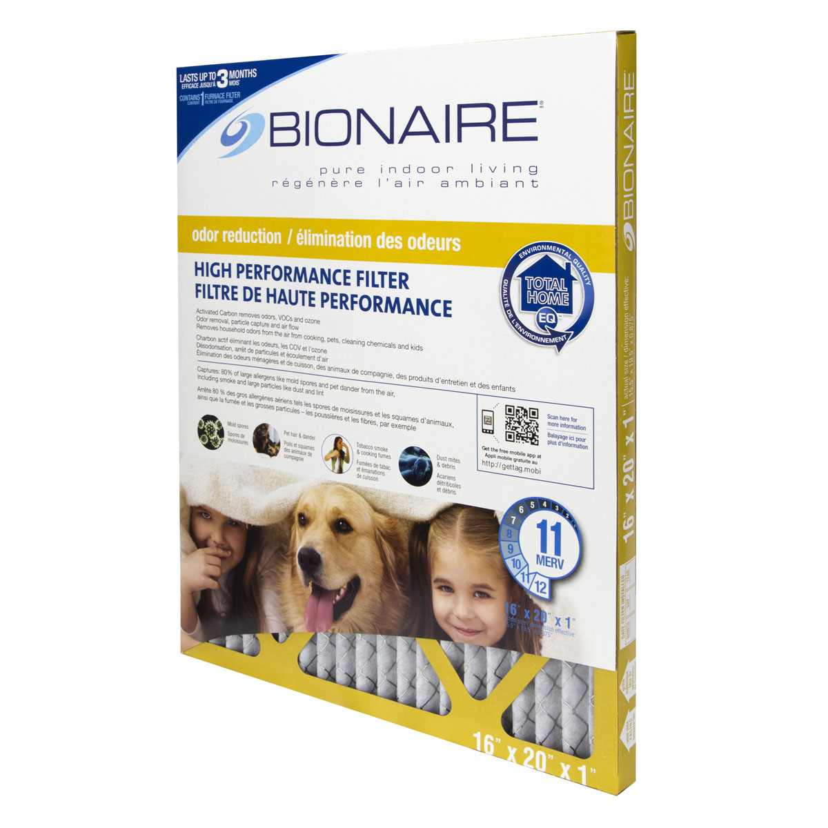 Bionaire® Odour Reduction MERV 11 Furnace Filter - 16x20 Bionaire® Odour Reduction MERV 11 Furnace Filter - 16x20
